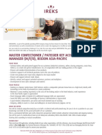 Master Confectioner - Patissier Key Account Manager, Asia Pacific