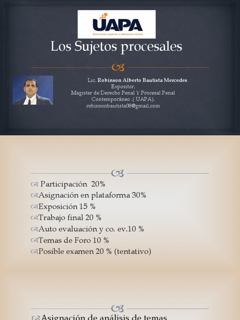Los Sujetos Procesales Diapositivas | PDF | Procedimiento Criminal ...
