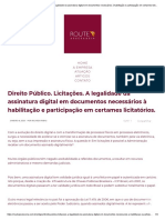 Direito Público. Licitações. A Legalidade Da Assinatura Digital em Documentos Necessários À Habilitação e Participação em Certames Licitatórios