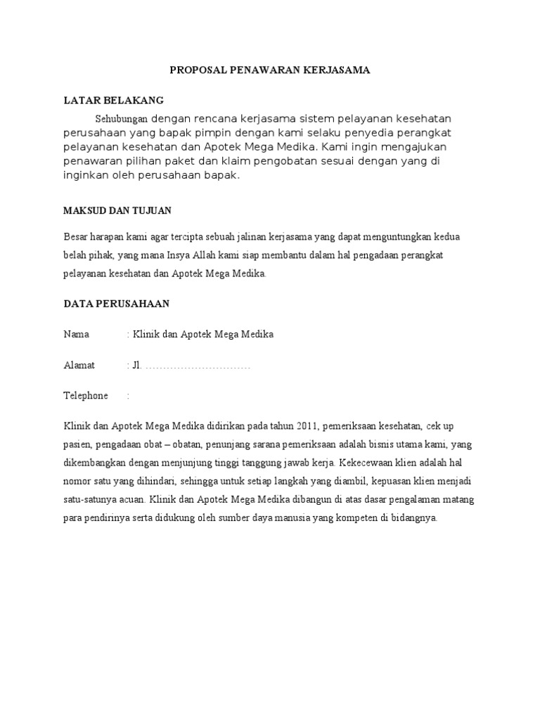 Proposal Penawaran Kerjasama