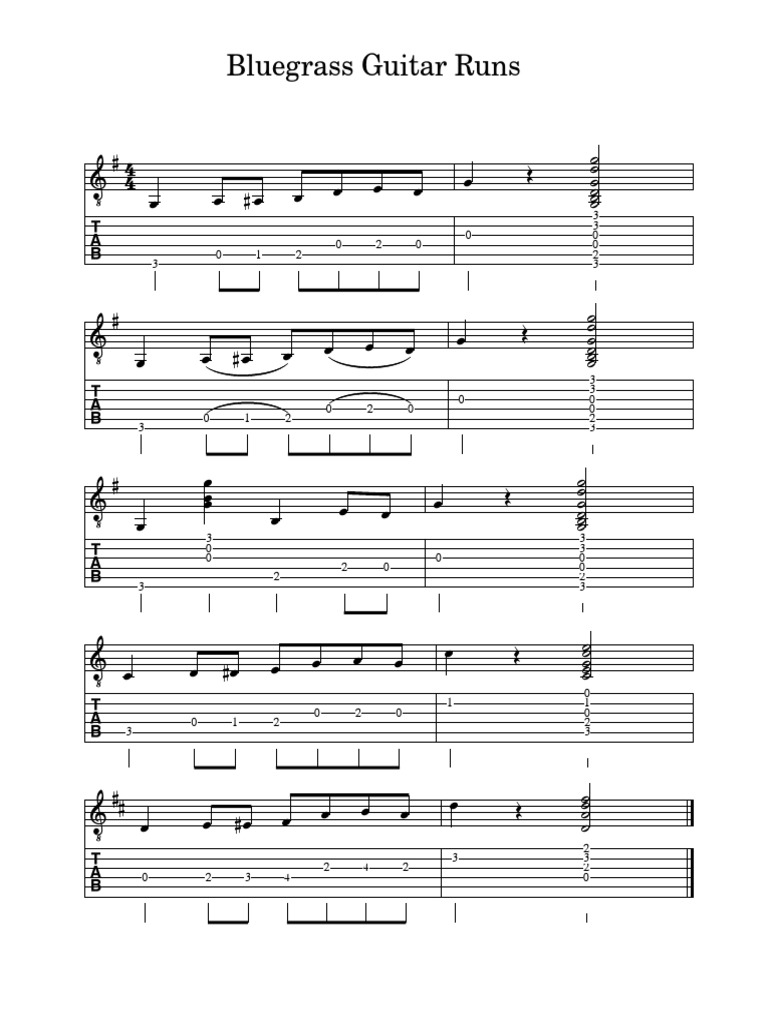 Bluegrass Guitar Runs and Tabs Guide | PDF