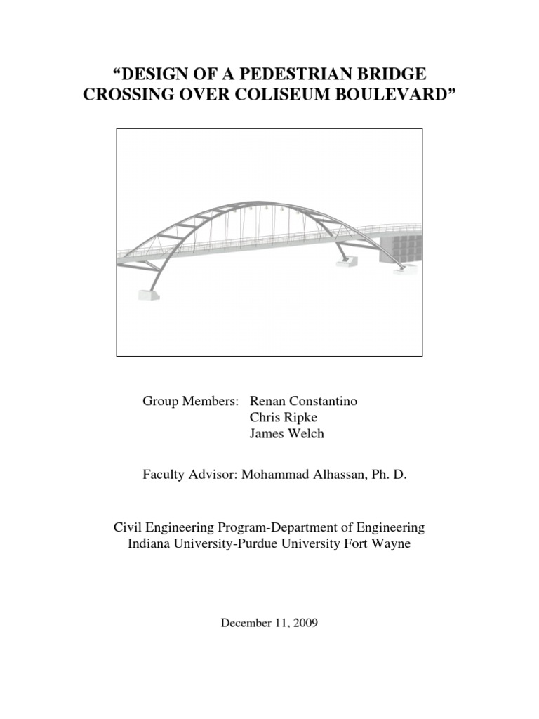 Pedestrian Bridge Design Report | PDF | Bridge | Deformation (Engineering)