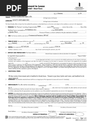Lease Agreement Dows & 1034371 Ontario Inc.