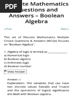 Lattices & Boolean Algebra MCQ