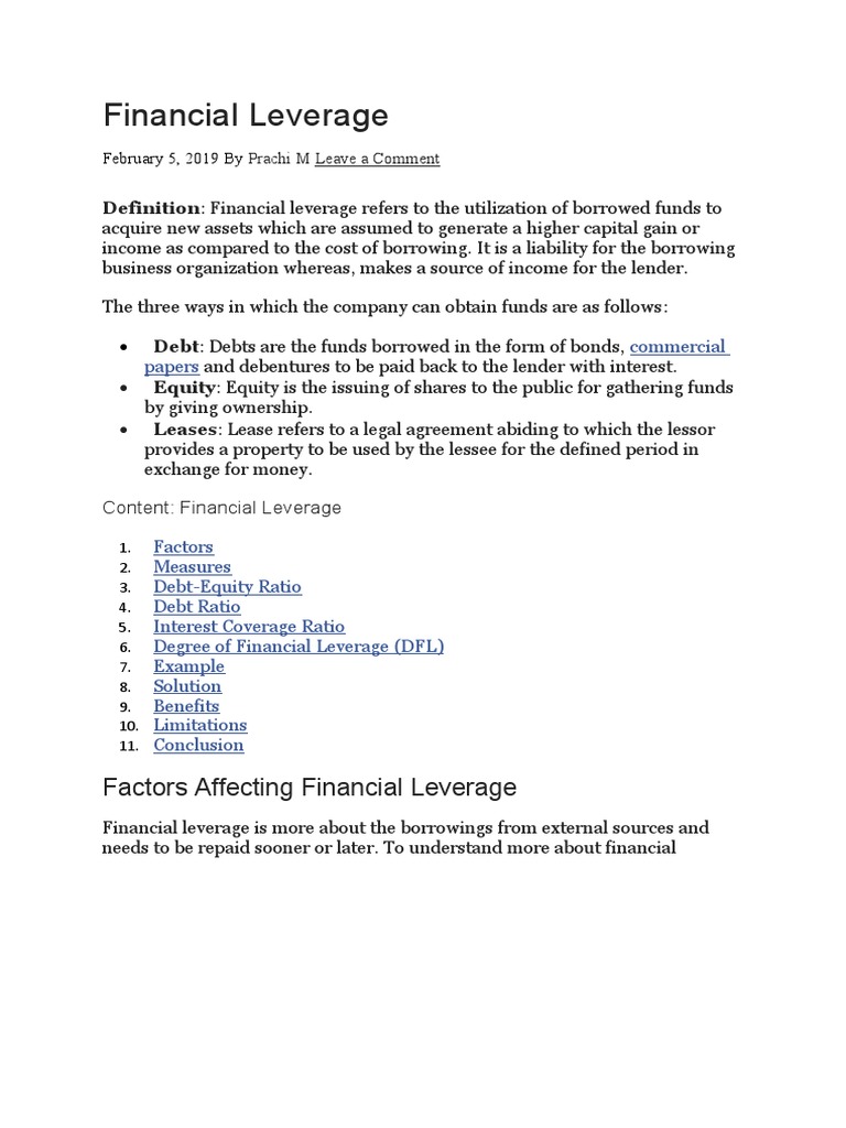 Understanding Financial Leverage Basics | PDF