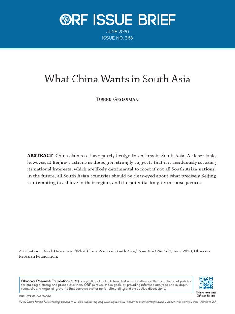 What China Wants in South Asia: Issue No. 368 | PDF | Pakistan | China