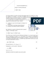 A) Aplicando La Ecuación de Bernoulli Entre Los Puntos 1