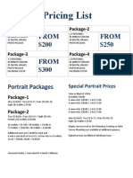 Portrait Packages and Pricing List Under $400