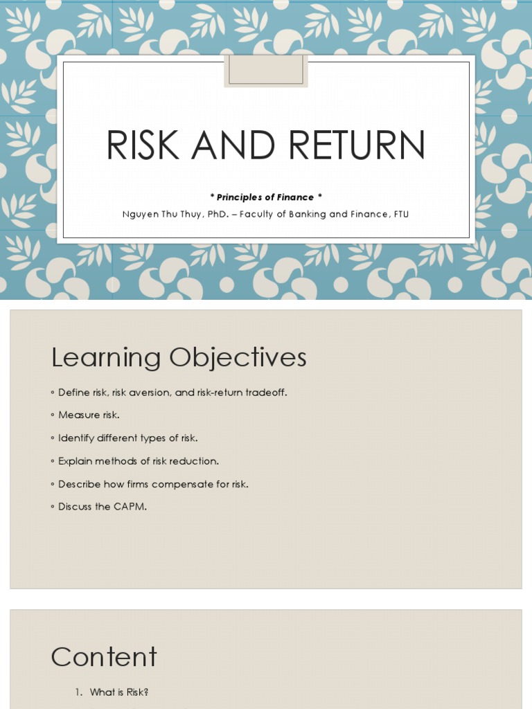 Understanding Risk and Return in Finance | PDF | Capital Asset Pricing ...