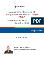 Enhancing The Effectiveness Of: Management's Discussion and Analysis (MD&A)