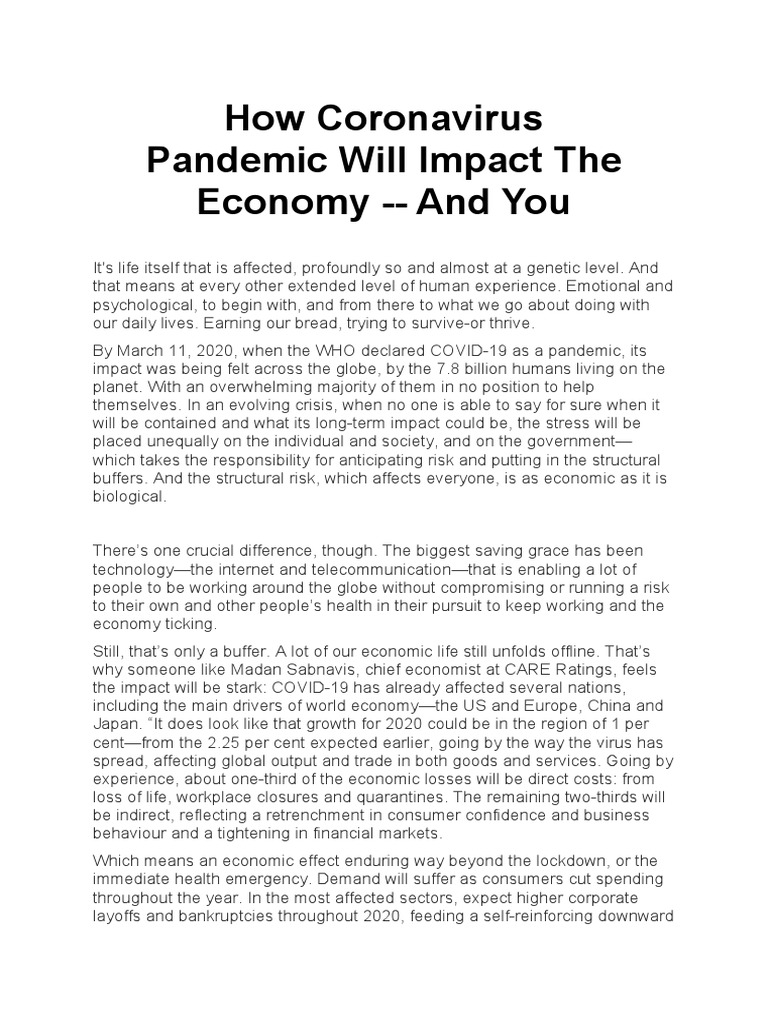 Economic Impact of COVID-19 Pandemic | PDF | Bank Run | Macroprudential ...