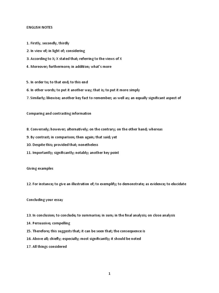 English Notes | PDF | Essays | Vocabulary