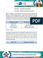 Learning Activity 1 / Actividad de Aprendizaje 1 Evidence: Describing My Kitchen / Evidencia: Describiendo Mi Cocina