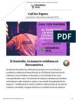 Call For Papers - El Femicidio, La Masacre Cotidiana en Iberoamérica