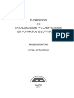 Indice Ejercicios Catalogacion y Clasificacion. Avanzado