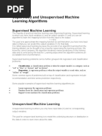 Supervised and Unsupervised Machine Learning Algorithms