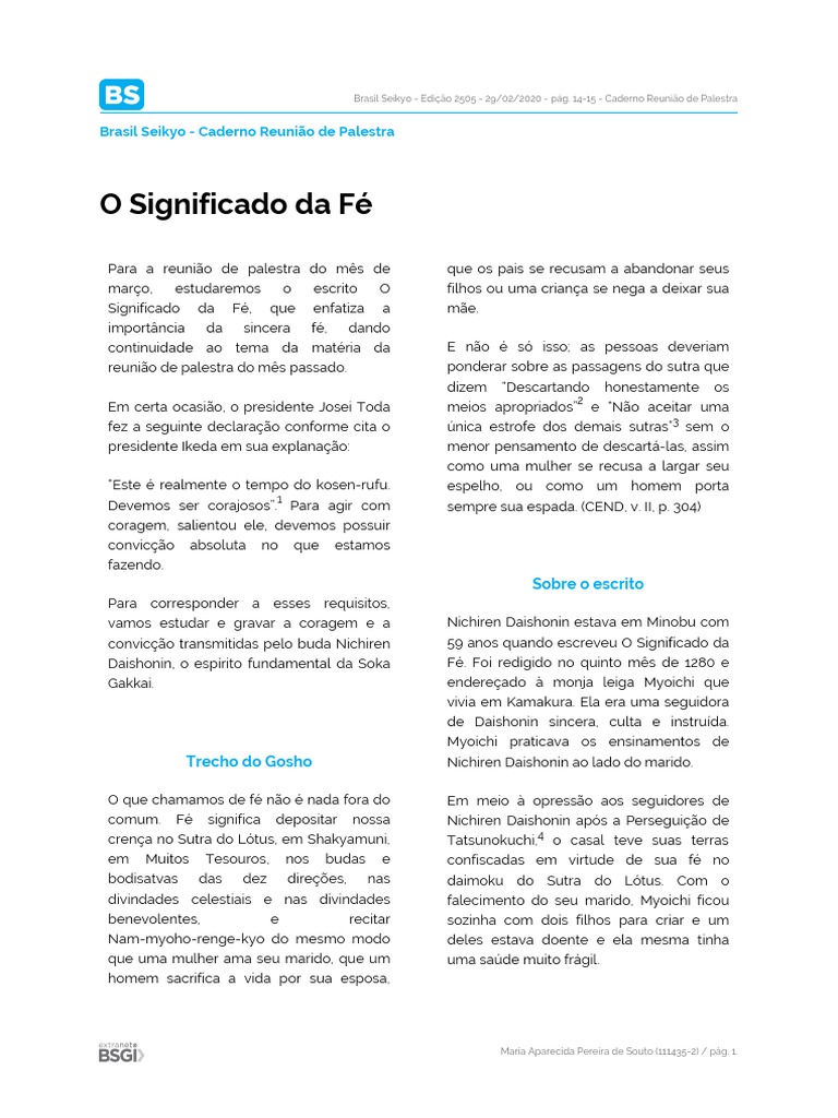 O Significado Da Fé | PDF | Nitiren | Religião e crença