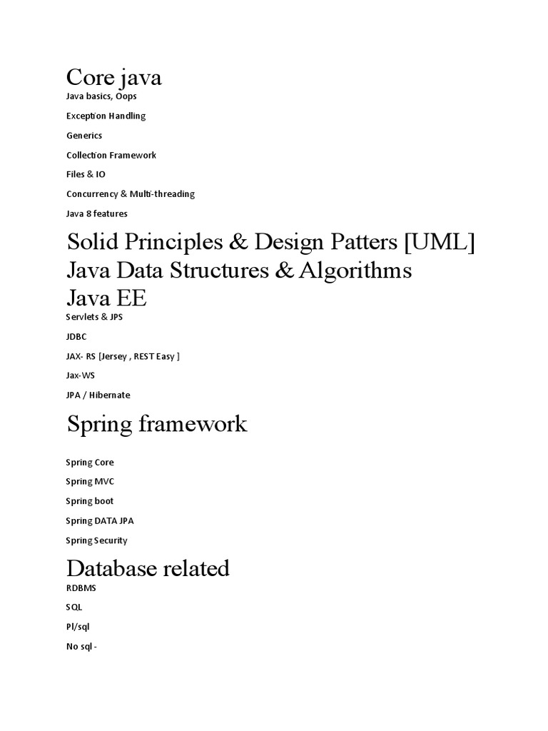 Comprehensive Java and Software Development Guide | PDF