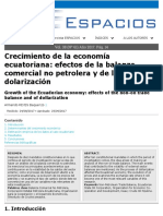 Crecimiento de La Economía Ecuatoriana: Efectos de La Balanza Comercial No Petrolera y de La Dolarización