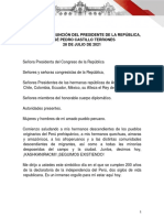 Mensaje a la Nación del presidente Pedro Castillo [28-07-2021]
