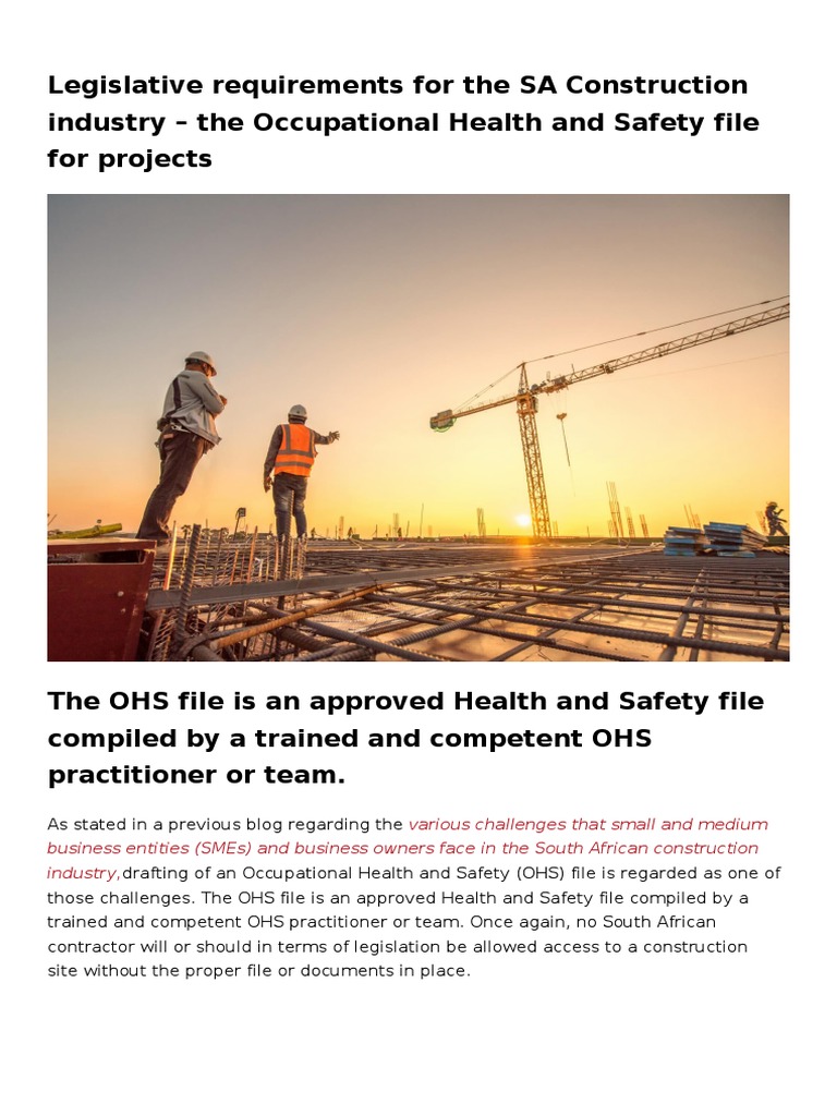 OHS File Requirements for SA Construction | PDF | Occupational Safety ...