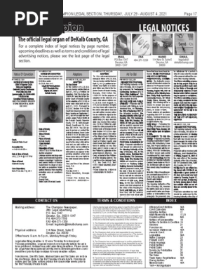 The Champion Legal Ads: 07-29-21  PDF  Justice  Crime u0026 Violence