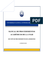 Manual de Procedimientos Academicos UNAH Admisiones