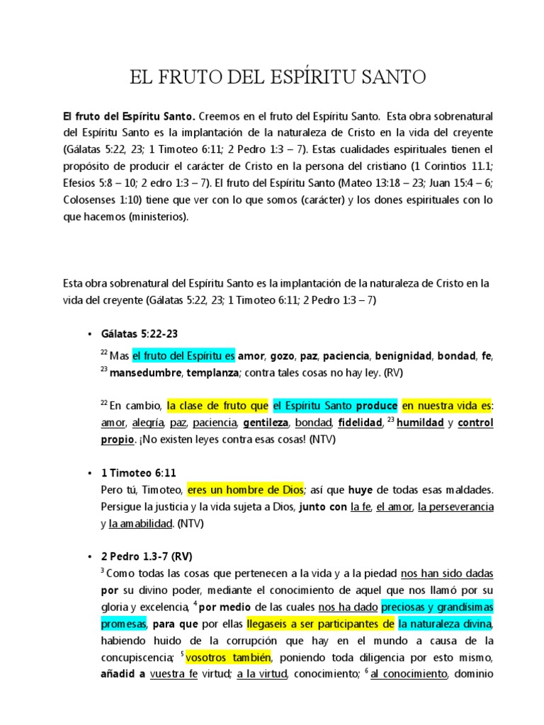 El Fruto Del Espíritu Santo | PDF | espíritu Santo | Cristo (título)