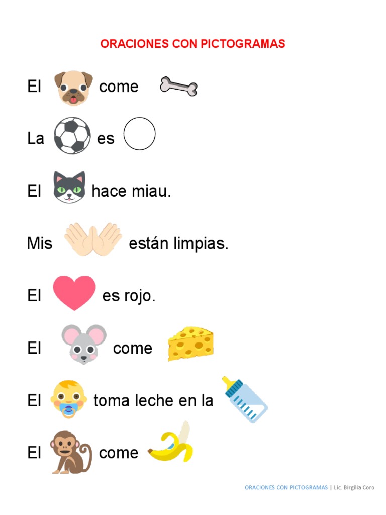 Oraciones Con Pictogramas | PDF