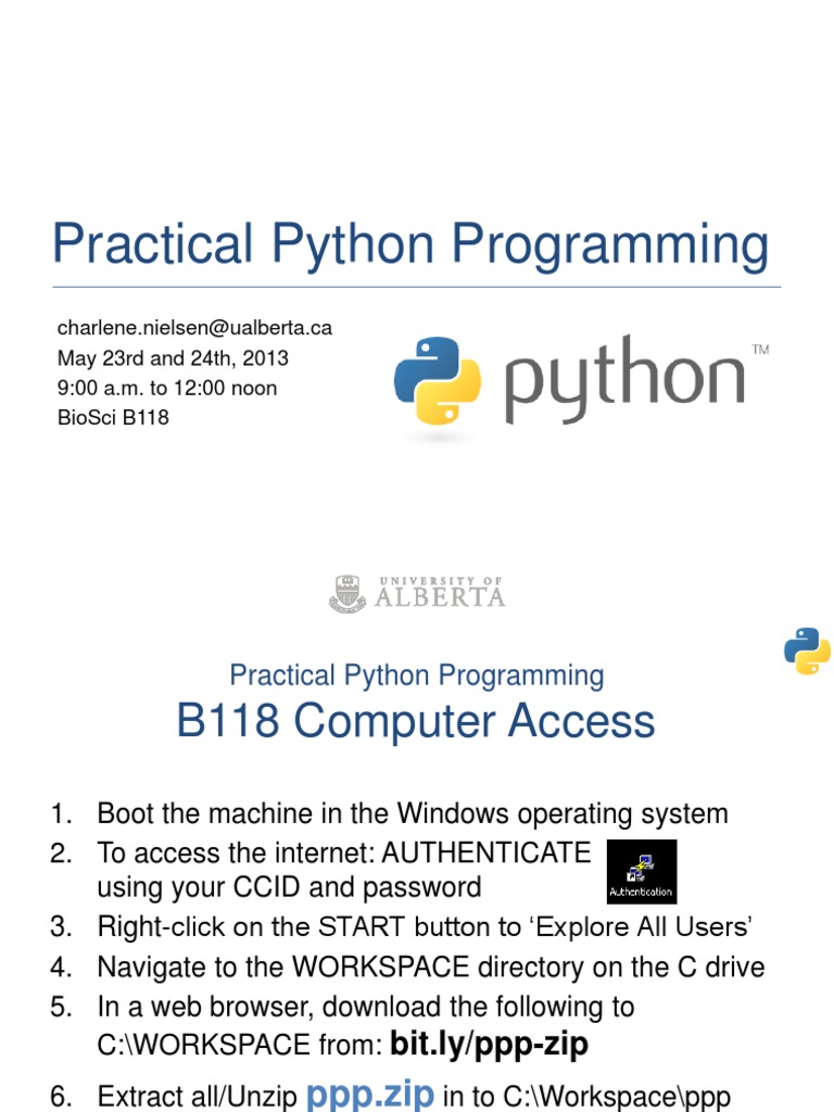 Practical Python Programming: Charlene - Nielsen@Ualberta - Ca May 23Rd ...