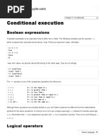 Conditional Execution: Boolean Expressions