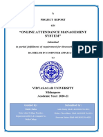 "Online Attendance Management System": Submitted in Partial Fulfillment of Requirement For The Award of The Degree of