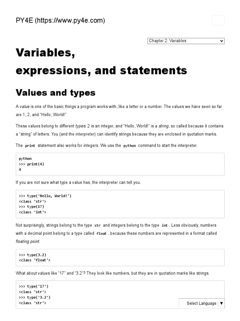 Variables, Expressions, and Statements | Download Free PDF | Reserved ...