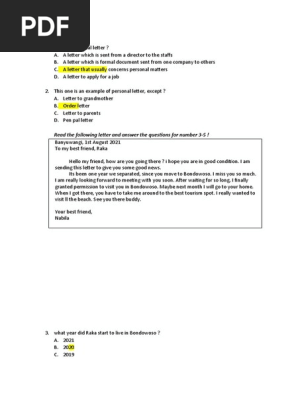 latihan soal personal letter