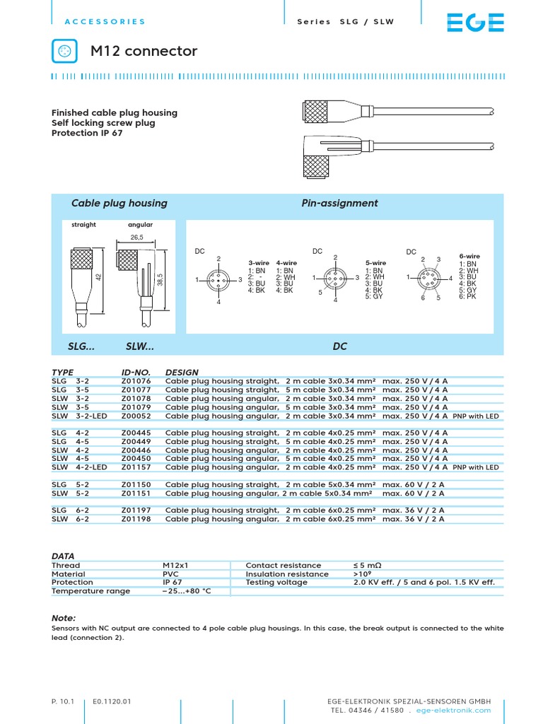 M12 Connector Cable Plug Housing PinAssignment PDF Electrical Connector Electrical
