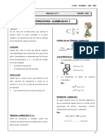 Expresiones Algebraicas - Monomios - Polinomios