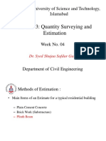 CE-3033: Quantity Surveying and Estimation: Capital University of Science and Technology, Islamabad
