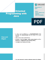 Object Oriented Programming With Java: Department of Ce/It Unit-3 Classes, Objects and Methods OOPJ (01CE0403)