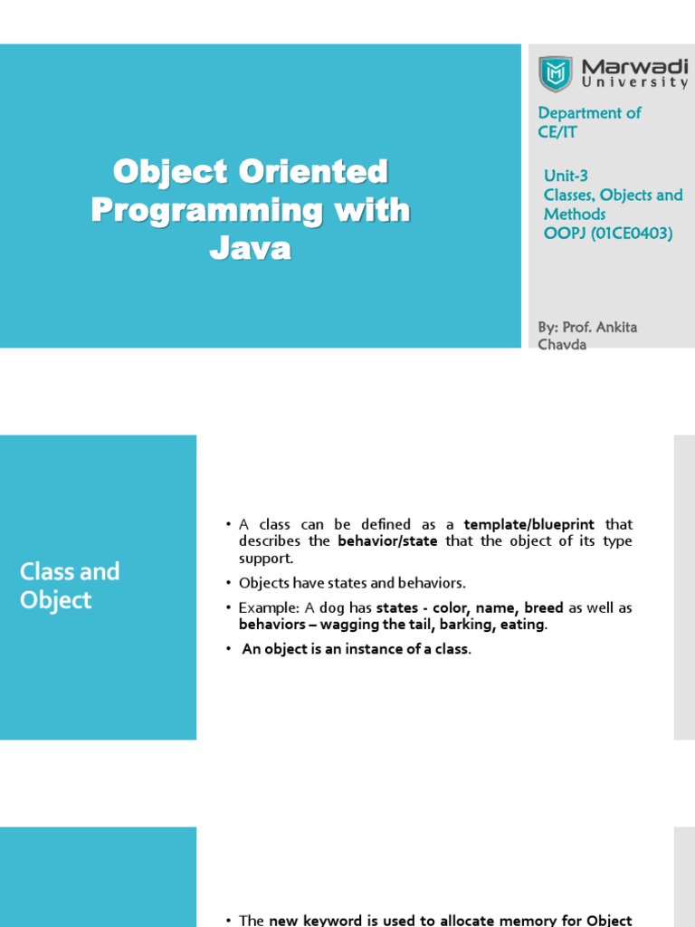 Object Oriented Programming With Java: Department of Ce/It Unit-3 ...