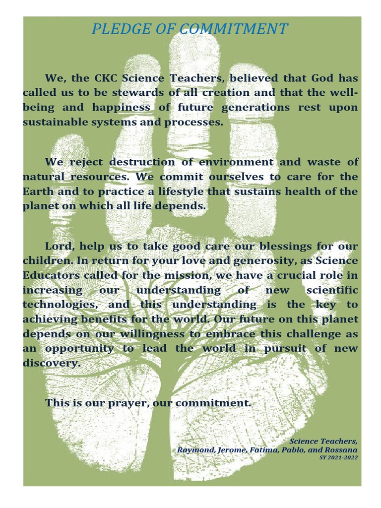 Science Teachers' Commitment Pledge | PDF | Science & Mathematics