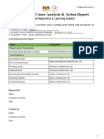 RCA - Root Cause Analysis & Action Report: Incident Reporting & Learning System