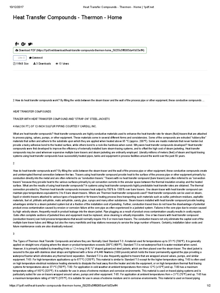 Heat Transfer Compounds Thermon Home 1pdf Download Free PDF