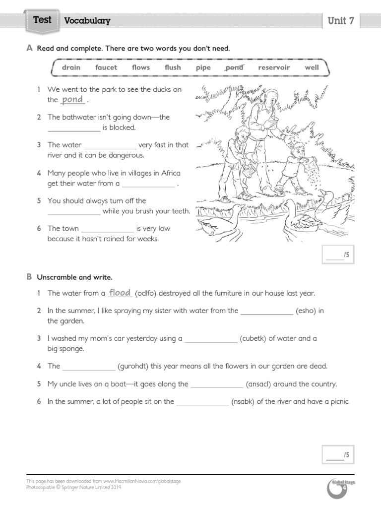 Drain Faucet Flows Flush Pipe Pond Reservoir Well Vocabulary PDF