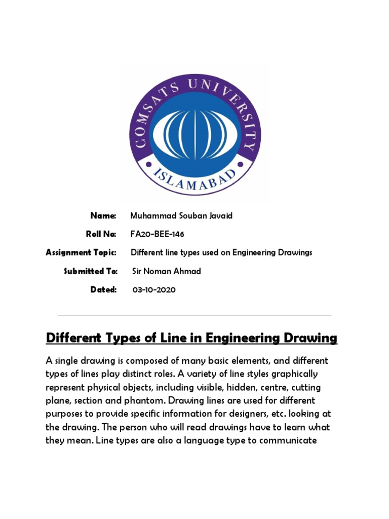 Assignment On Different Line Styles Used On Engineering Drawings | PDF ...