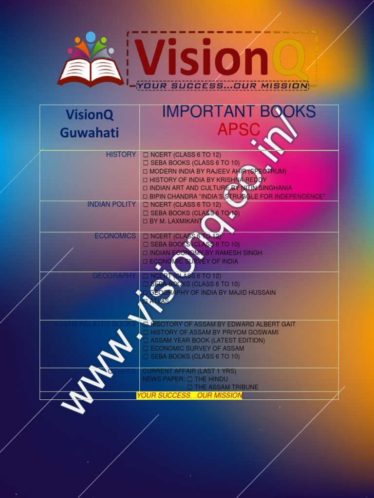 APSC Books Details PDF