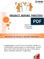 Project Report Writting: Made By: Arham Bothra 1 Semester