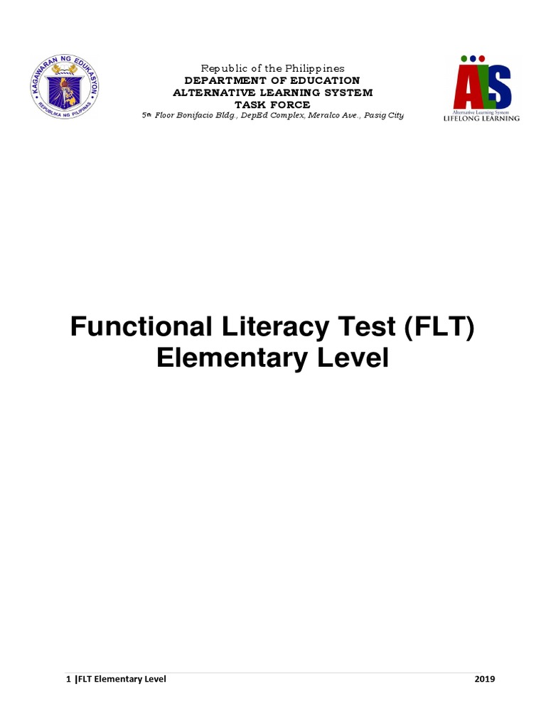ALS Functional Literacy Test Guide | PDF | Image Scanner | Multiple Choice