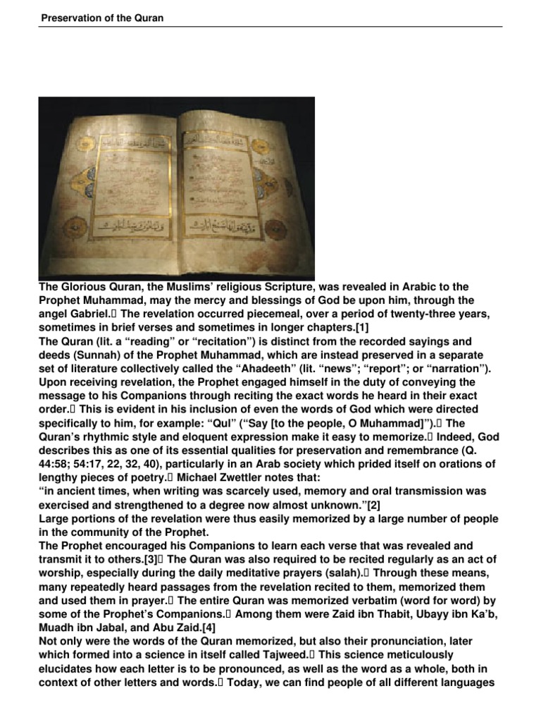 Preservation Of The Quran Pdf Quran Islam