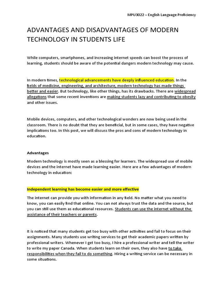 Pros and Cons of Technology in Education | PDF | Textbook | Teaching Method