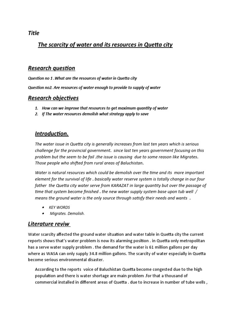 Water Scarcity Crisis in Quetta City | PDF | Water Scarcity | Water ...